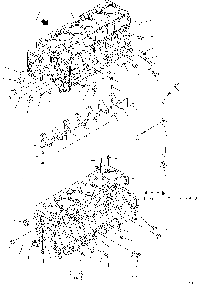 Схема запчастей Komatsu SAA6D140E-2B-8 - БЛОК ЦИЛИНДРОВ (/)(№88-8) ДВИГАТЕЛЬ