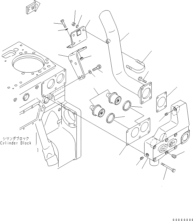 Схема запчастей Komatsu SAA6D170E-3C-8 - ТЕРМОСТАТ(№-) ДВИГАТЕЛЬ