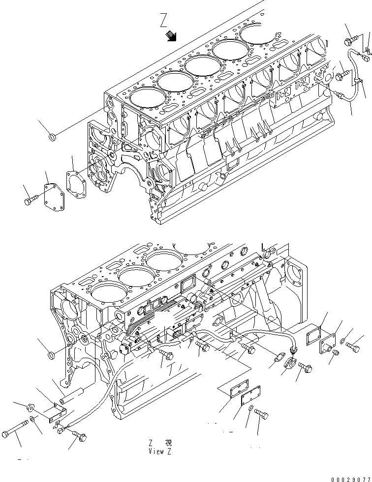 Схема запчастей Komatsu SAA6D170E-3C-8 - ЗАГЛУШКА БЛОКА ЦИЛИНДРОВ (С VEHICLE HEALTH СИСТЕМА МОНИТОРА)(№9-) ДВИГАТЕЛЬ