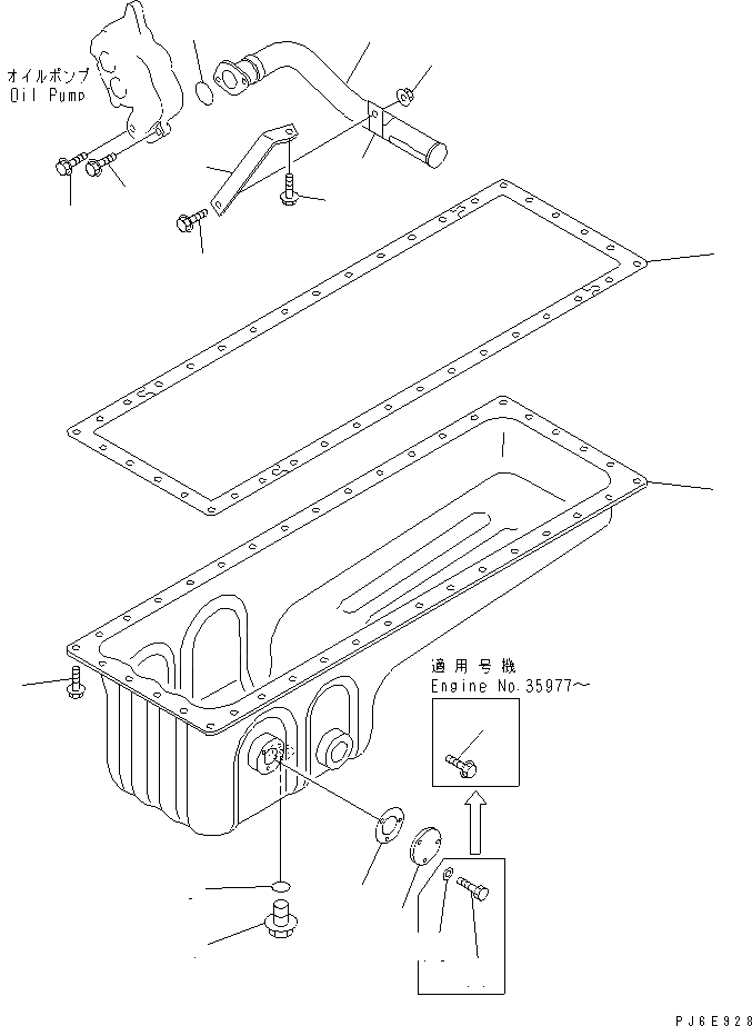 Схема запчастей Komatsu SAA6D108E-2A-C8 - МАСЛЯНЫЙ ПОДДОН И ВСАСЫВАЮЩИЙ ПАТРУБОК ДВИГАТЕЛЬ