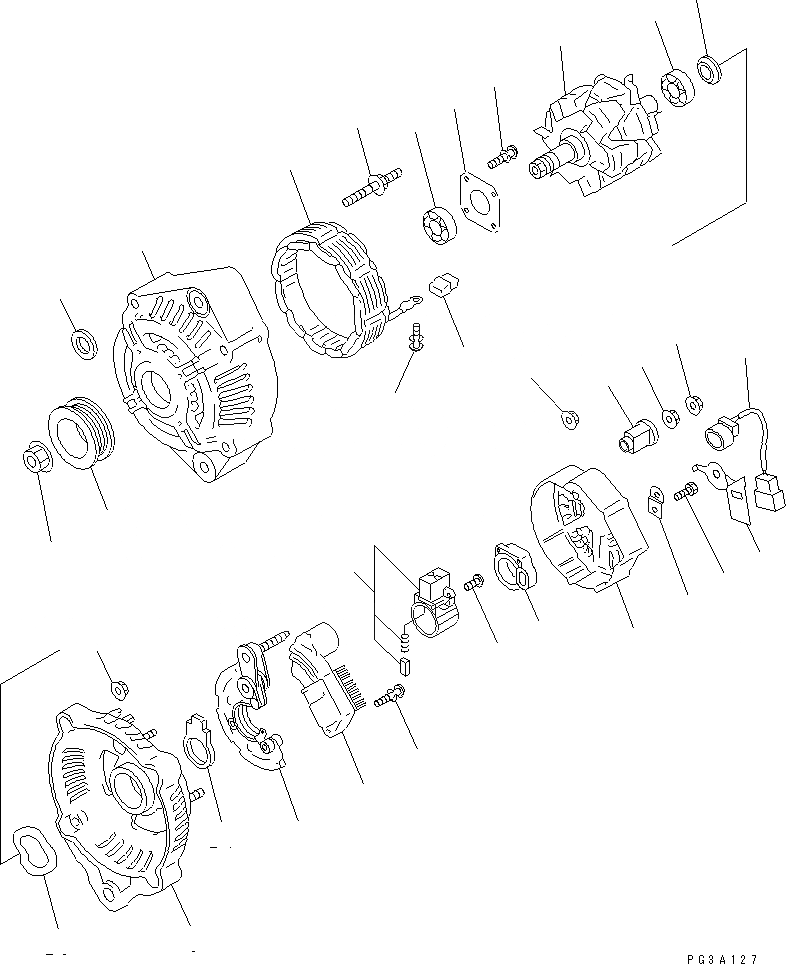Схема запчастей Komatsu SAA6D102E-2C-8 - ГЕНЕРАТОР (A) (ВНУТР. ЧАСТИ)(№79-889) ДВИГАТЕЛЬ
