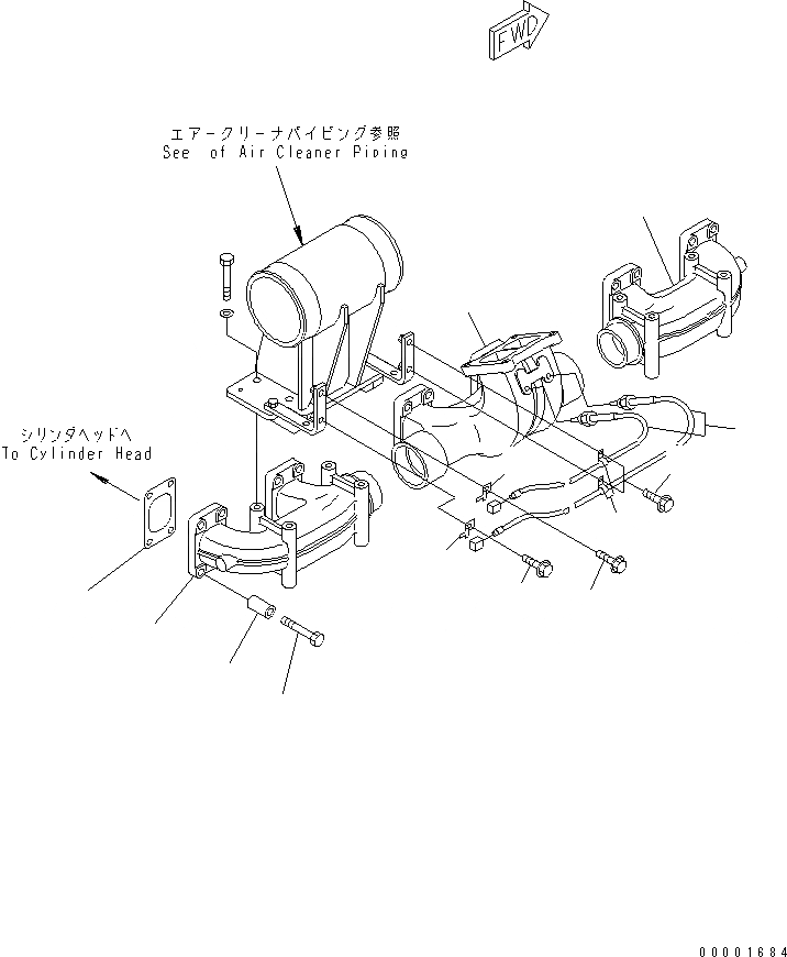 Схема запчастей Komatsu SAA6D170E-3E-8 - ВЫПУСКНОЙ КОЛЛЕКТОР(№-) ДВИГАТЕЛЬ