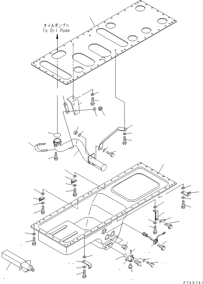Схема запчастей Komatsu SAA6D170E-3E-8 - МАСЛЯНЫЙ ПОДДОН И ВСАСЫВАЮЩИЙ ПАТРУБОК(№-) ДВИГАТЕЛЬ