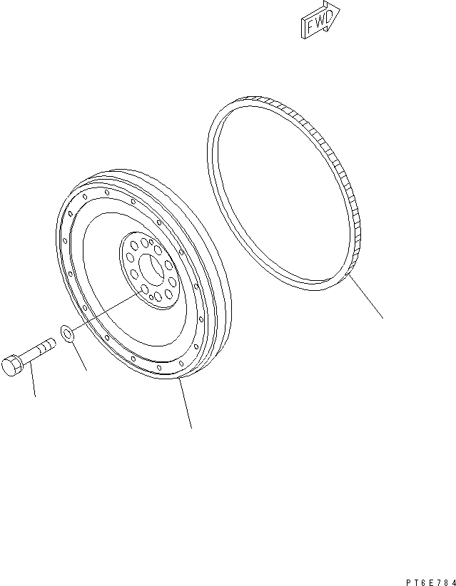 Схема запчастей Komatsu SAA6D170E-3E-8 - МАХОВИК(№-) ДВИГАТЕЛЬ
