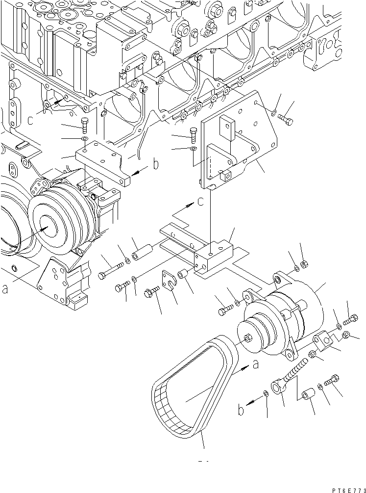 Схема запчастей Komatsu SAA6D170E-3E-8 - КРЕПЛЕНИЕ ГЕНЕРАТОРА (A)(№-) ДВИГАТЕЛЬ