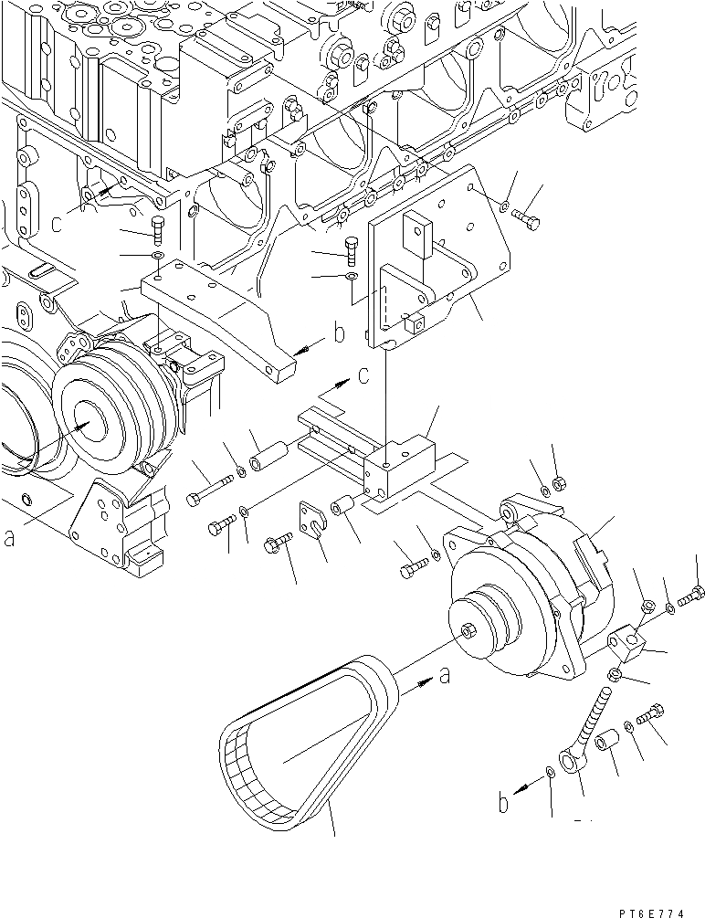 Схема запчастей Komatsu SAA6D170E-3E-8 - КРЕПЛЕНИЕ ГЕНЕРАТОРА (9A)(№-) ДВИГАТЕЛЬ