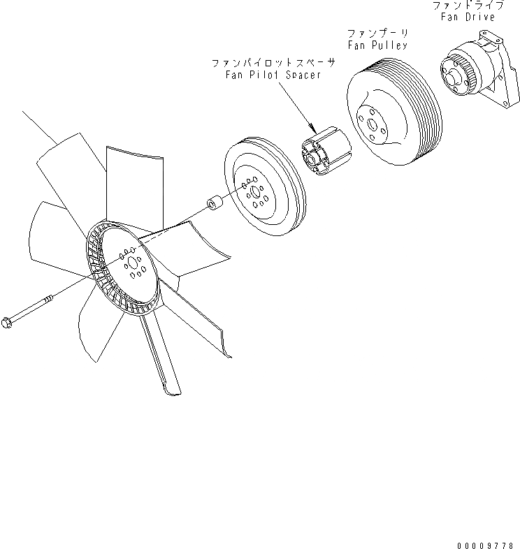 Схема запчастей Komatsu SAA6D102E-2AA-8 - ВЕНТИЛЯТОР ОХЛАЖДЕНИЯ(№-) ДВИГАТЕЛЬ