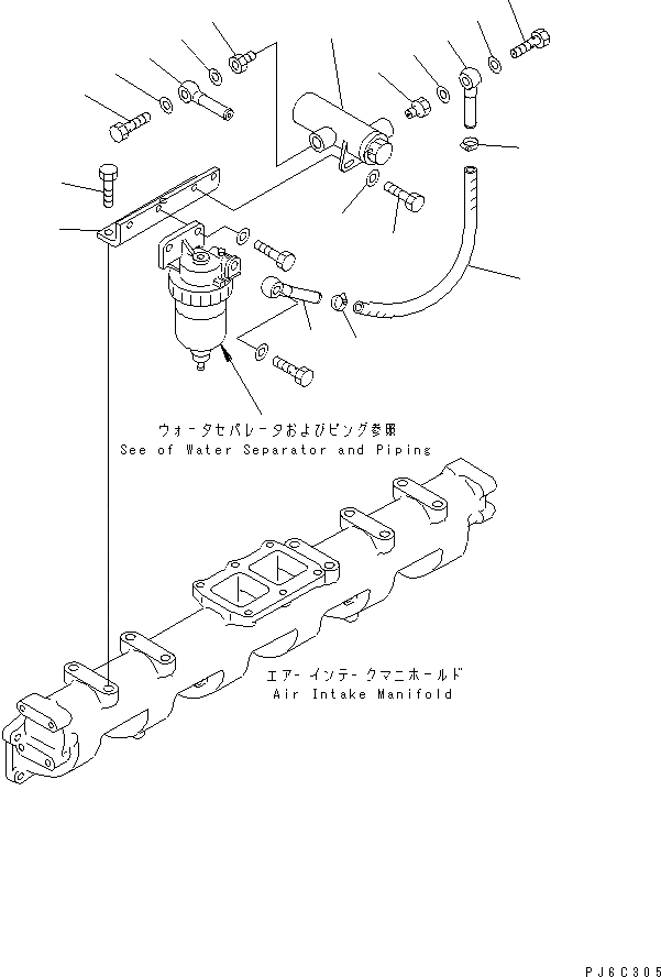 Схема запчастей Komatsu SAA6D125E-2D-8 - ТОПЛИВН. PRE ФИЛЬТР.(№8-) ДВИГАТЕЛЬ