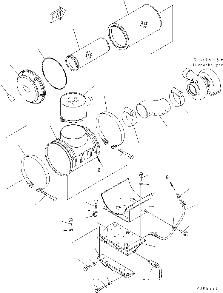 Схема запчастей Komatsu SAA6D170E-3D-8 - ВОЗДУХООЧИСТИТЕЛЬ КРЕПЛЕНИЕ(№-) ДВИГАТЕЛЬ