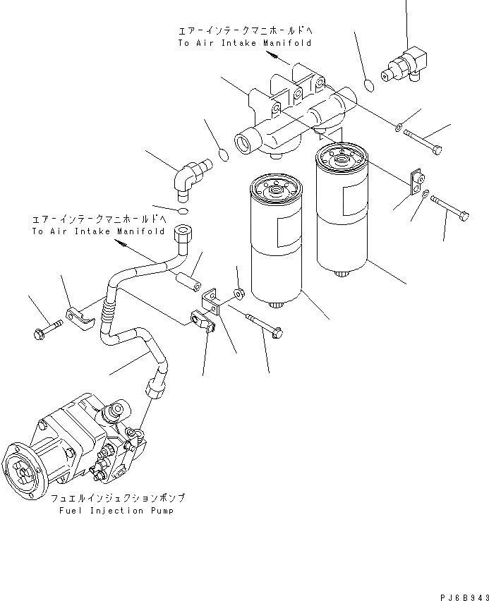 Схема запчастей Komatsu SAA6D170E-3D-8 - ТОПЛИВН. ФИЛЬТР. КРЕПЛЕНИЕ(№-) ДВИГАТЕЛЬ