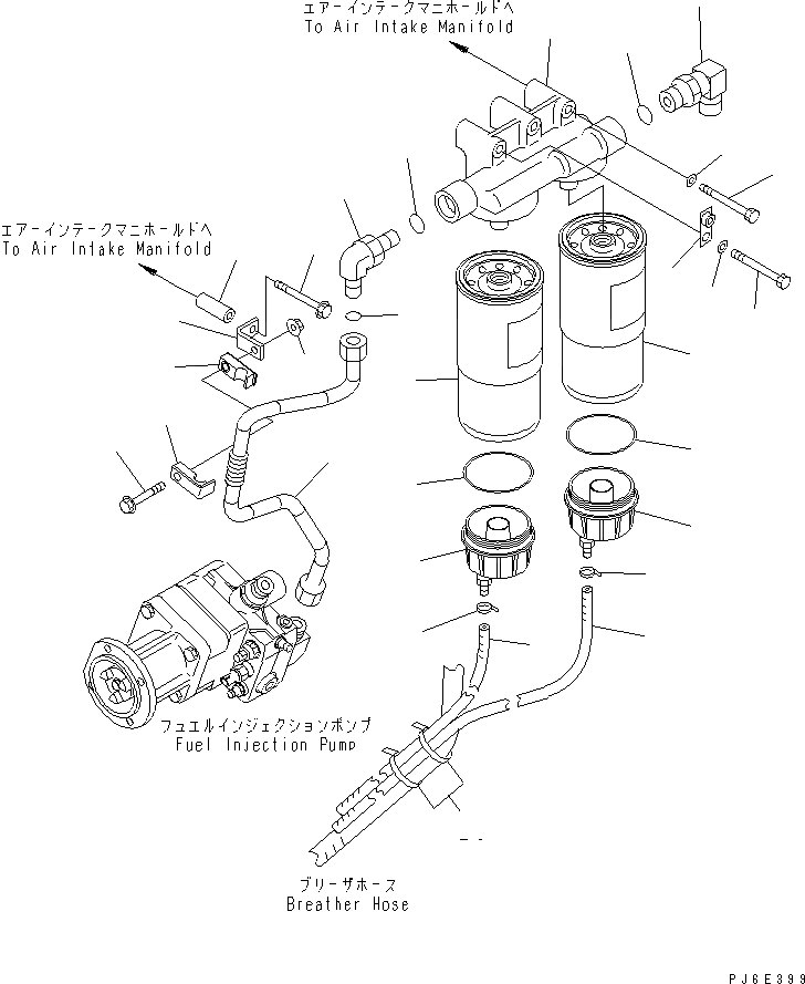 Схема запчастей Komatsu SAA6D170E-3D-8 - ТОПЛИВН. ФИЛЬТР. (ВОДООТДЕЛИТЕЛЬ СПЕЦ-Я.)(№-) ДВИГАТЕЛЬ
