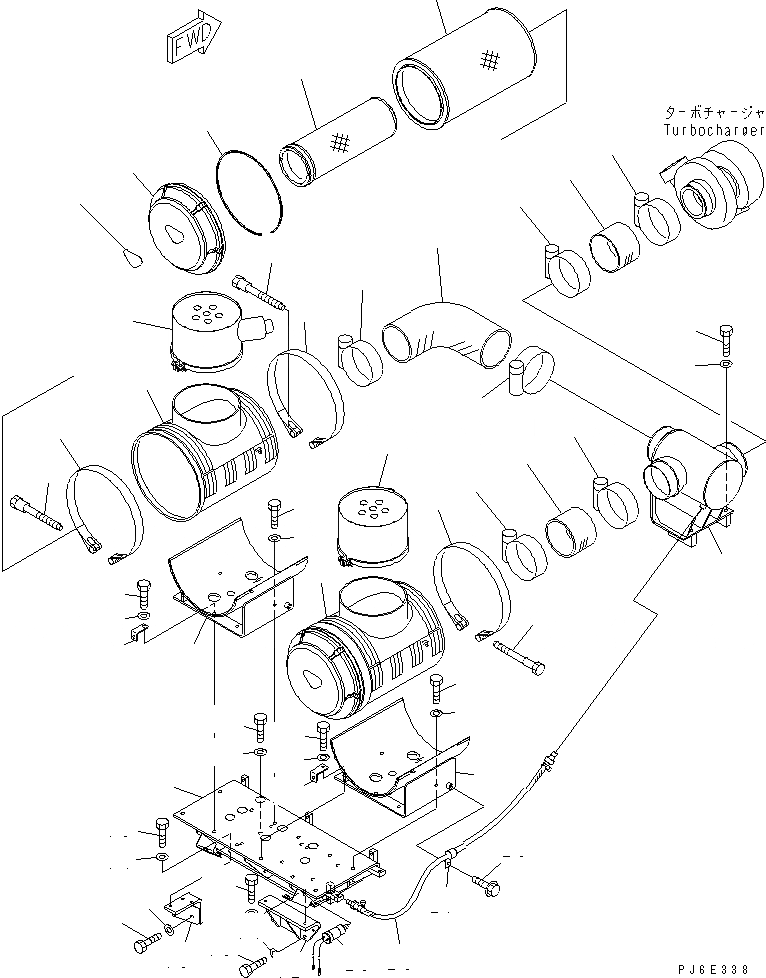 Схема запчастей Komatsu SAA6D170E-3C-8 - ВОЗДУХООЧИСТИТЕЛЬ КРЕПЛЕНИЕ(№-) ДВИГАТЕЛЬ