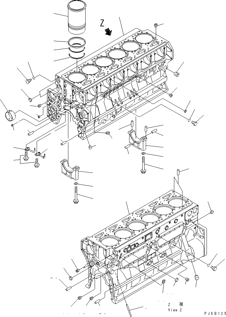 Схема запчастей Komatsu SAA6D170E-3C-8 - БЛОК ЦИЛИНДРОВ ДВИГАТЕЛЬ