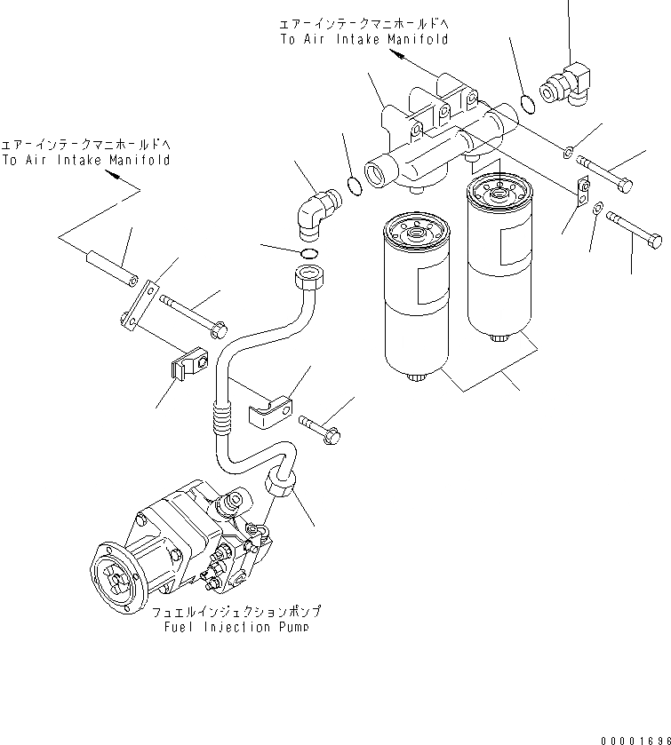 Схема запчастей Komatsu SAA6D170E-3C-8 - ТОПЛИВН. ФИЛЬТР. КРЕПЛЕНИЕ(№8-) ДВИГАТЕЛЬ