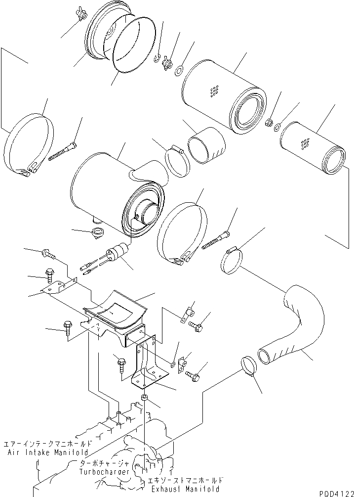 Схема запчастей Komatsu SAA6D108E-2B-H8 - ВОЗДУХООЧИСТИТЕЛЬ(№9-) ДВИГАТЕЛЬ