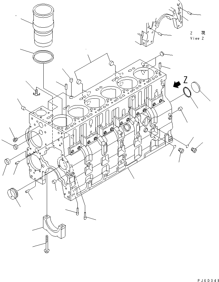 Схема запчастей Komatsu SAA6D114E-2A-KU - БЛОК ЦИЛИНДРОВ ДВИГАТЕЛЬ
