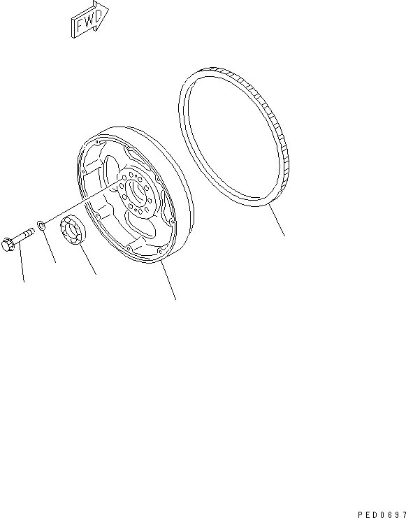 Схема запчастей Komatsu SAA6D170E-2A - МАХОВИК ДВИГАТЕЛЬ