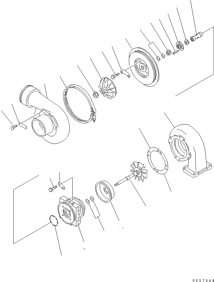 Схема запчастей Komatsu SAA6D140E-2B - ТУРБОНАГНЕТАТЕЛЬ (ВНУТР. ЧАСТИ)(№88-) ДВИГАТЕЛЬ