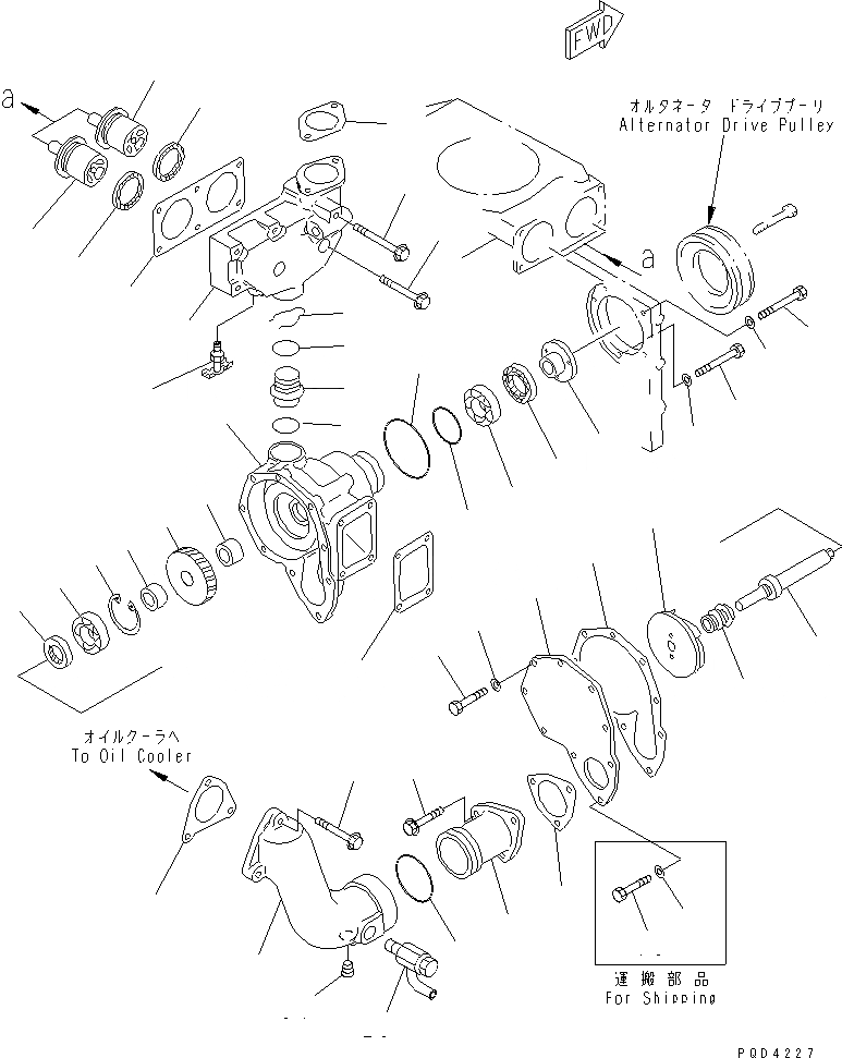 Схема запчастей Komatsu SAA6D140E-2B - ВОДЯНАЯ ПОМПА И ТЕРМОСТАТ (ХОЛОДН. TRRAIN СПЕЦ-Я.)(№-7) ДВИГАТЕЛЬ