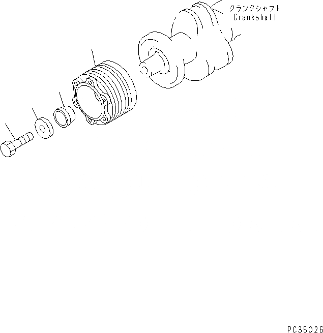 Схема запчастей Komatsu SAA6D108E-2A - ШКИВ КОЛЕНВАЛА (С НЕ ЗАКАЛЕНН. ШКИВ) ДВИГАТЕЛЬ