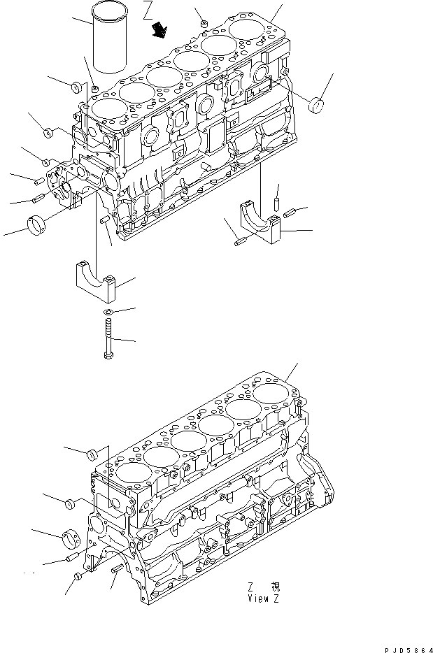 Схема запчастей Komatsu SAA6D108E-2A-C - БЛОК ЦИЛИНДРОВ(№9-) ДВИГАТЕЛЬ