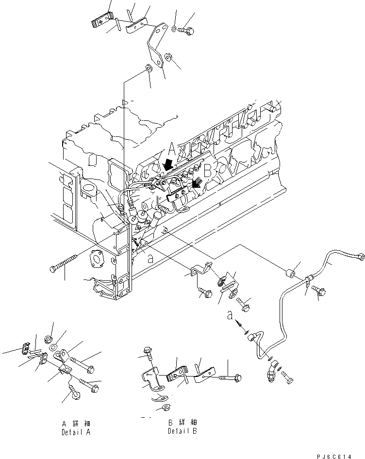 Схема запчастей Komatsu SAA6D140E-3G-8 - ТОПЛИВН. НАСОС ПОДАЮЩ. И ВОЗВРАТ. ТРУБЫ(№-) ДВИГАТЕЛЬ