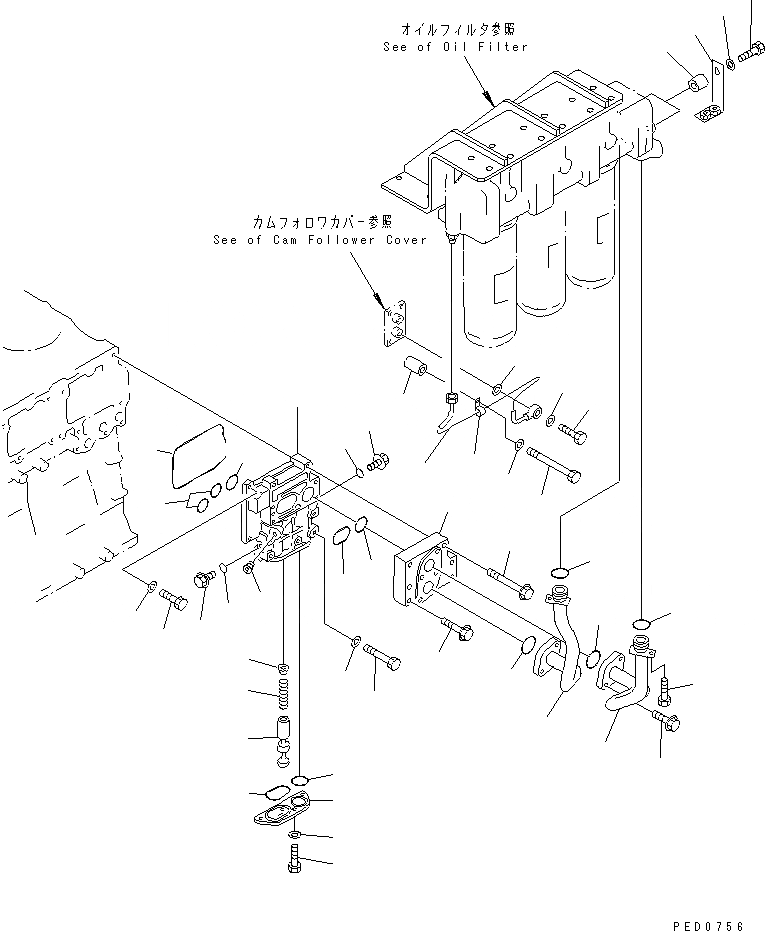 Схема запчастей Komatsu SAA6D140E-2B-8 - МАСЛ. АДАПТЕР (С МАСЛ. BY-PASS ФИЛЬТР.)(№88-) ДВИГАТЕЛЬ