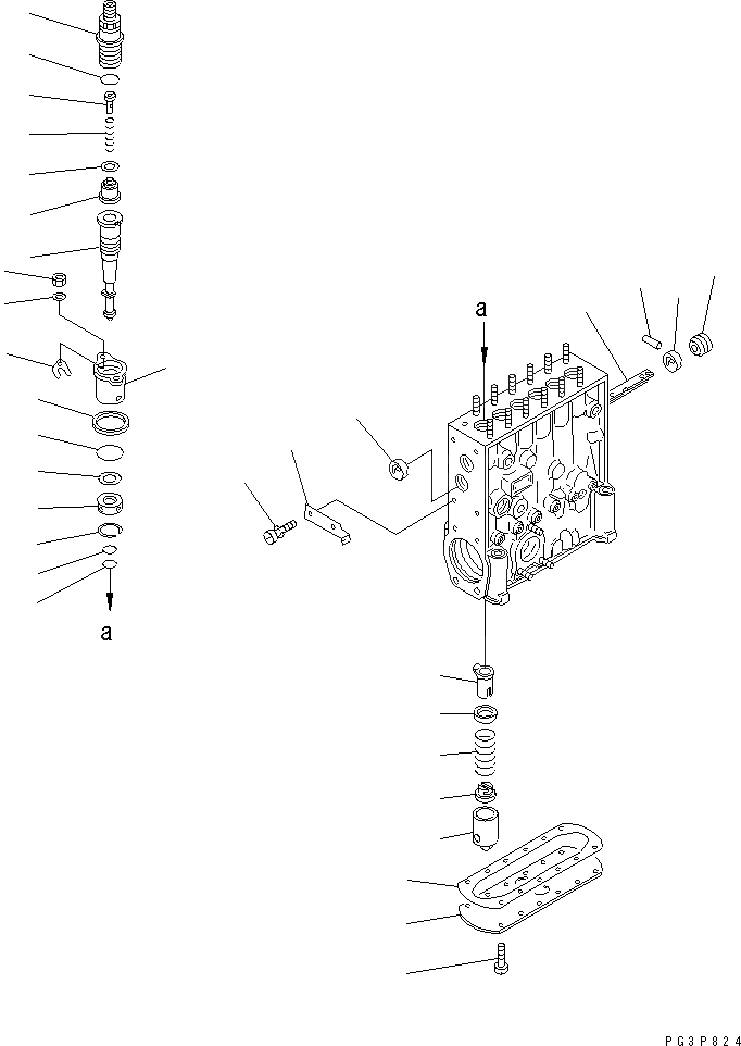 Схема запчастей Komatsu SAA6D125E-2C-8 - ТОПЛ. НАСОС (НАСОС) (/) (ВНУТР. ЧАСТИ)(№-) ДВИГАТЕЛЬ