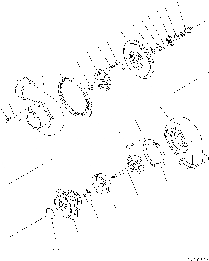 Схема запчастей Komatsu SAA6D170E-2D - ТУРБОНАГНЕТАТЕЛЬ (ВНУТР. ЧАСТИ)(№8-) ДВИГАТЕЛЬ