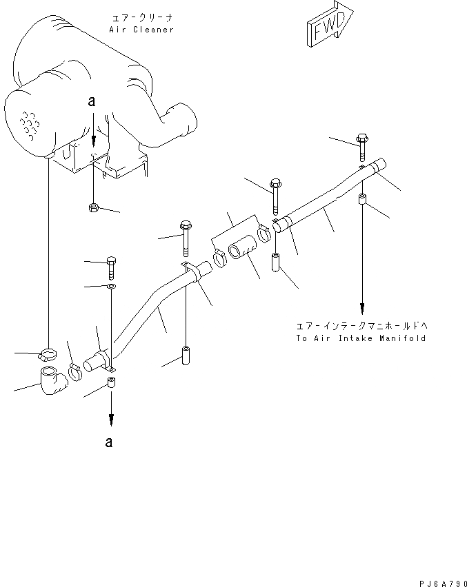 Схема запчастей Komatsu SAA6D170E-2D - ЭЖЕКТОР ВЫХЛОПНЫХ ГАЗОВ (E.C. REGULATION)(№79-) ДВИГАТЕЛЬ