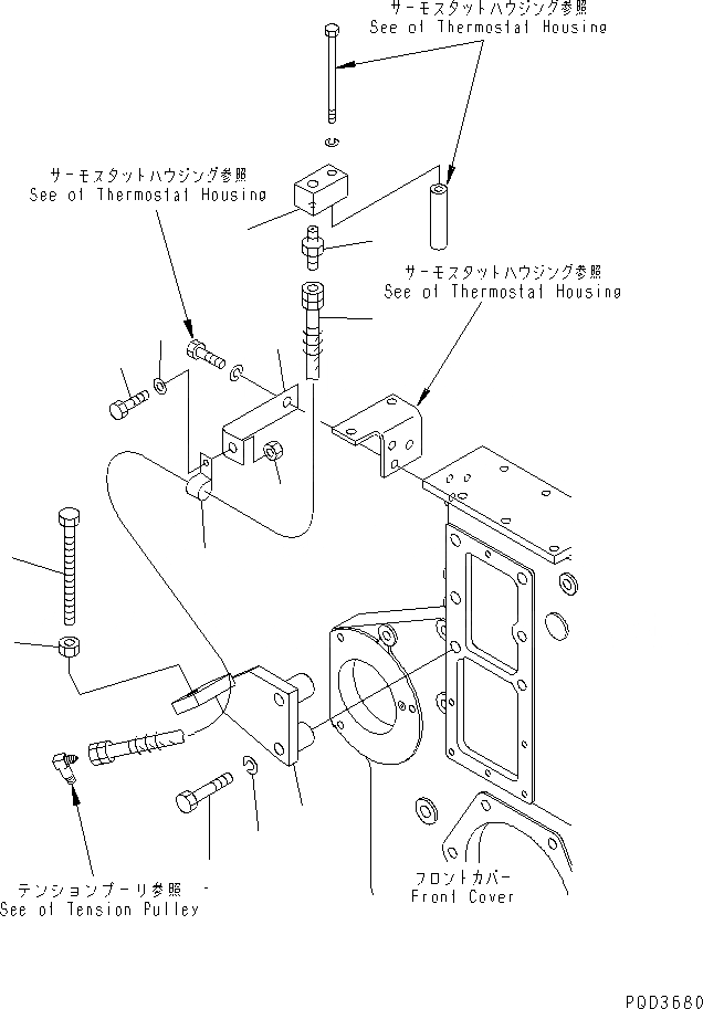 Схема запчастей Komatsu SAA6D170E-2D - НАТЯЖНОЙ РОЛИК (УДАЛЕННАЯ СМАЗКА ТРУБЫ)(№87-) ДВИГАТЕЛЬ
