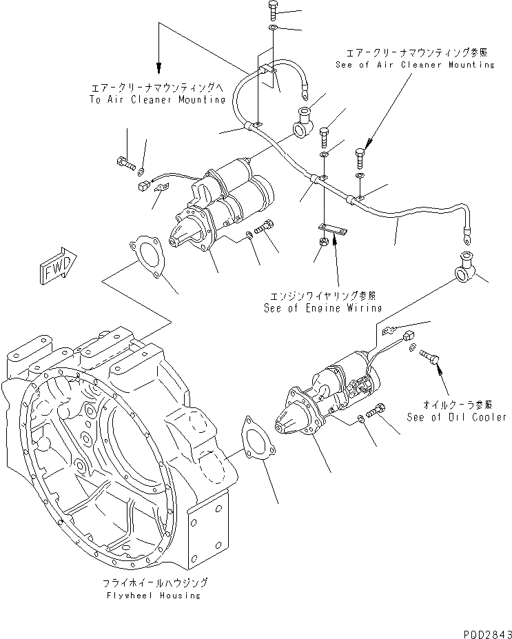 Схема запчастей Komatsu SAA6D170E-2D - КРЕПЛЕНИЕ СТАРТЕРА (KW)(№8-) ДВИГАТЕЛЬ