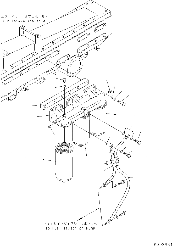 Схема запчастей Komatsu SAA6D170E-2D-55 - ТОПЛИВН. ФИЛЬТР.(№8-) ДВИГАТЕЛЬ