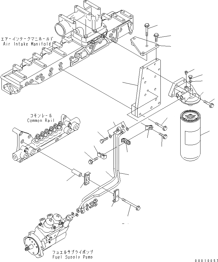 Схема запчастей Komatsu SAA6D125E-3K-8K - ТОПЛИВН. ФИЛЬТР. И КРЕПЛЕНИЕ (РЕЗЬБА -/)(№78-) ДВИГАТЕЛЬ