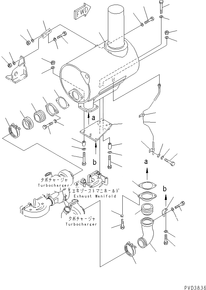 Схема запчастей Komatsu SAA6D170E-2C - ГЛУШИТЕЛЬ И КРЕПЛЕНИЕ (E.C. DYNAMIC ШУМОПОДАВЛ. СПЕЦ-Я)(№99-) ДВИГАТЕЛЬ