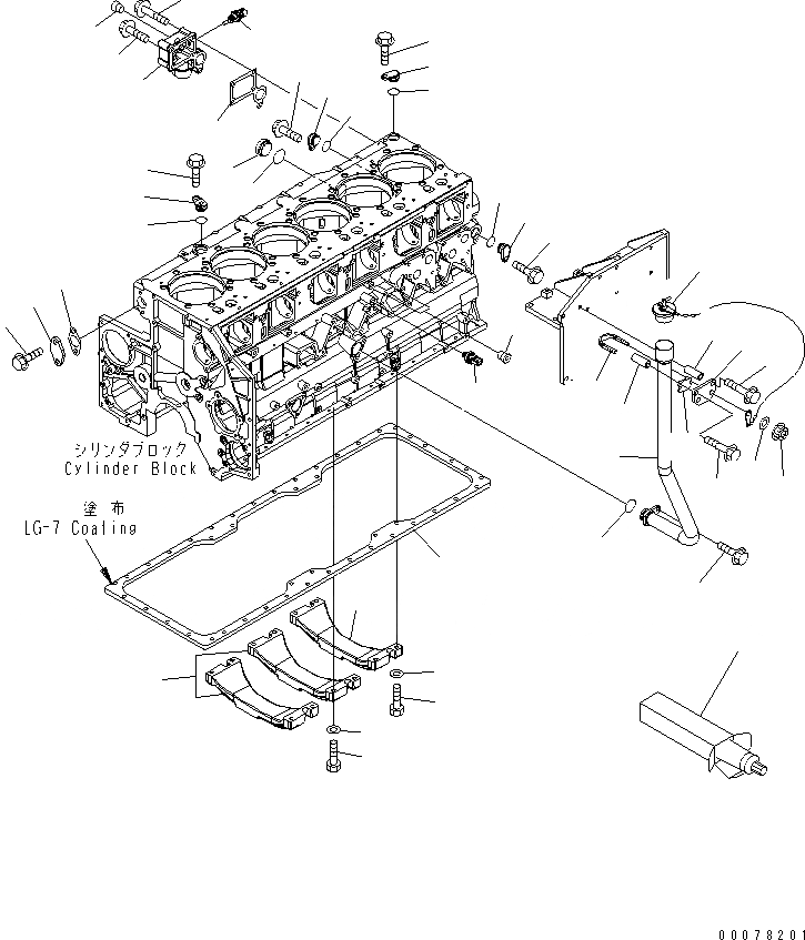 Схема запчастей Komatsu SAA6D140E-5B - ЭЛЕМЕНТЫ БЛОКА ЦИЛИНДРОВ (НИЖН. РАМА И МАСЛОНАЛИВНОЙ ПАТРУБОК) AA ДВИГАТЕЛЬ