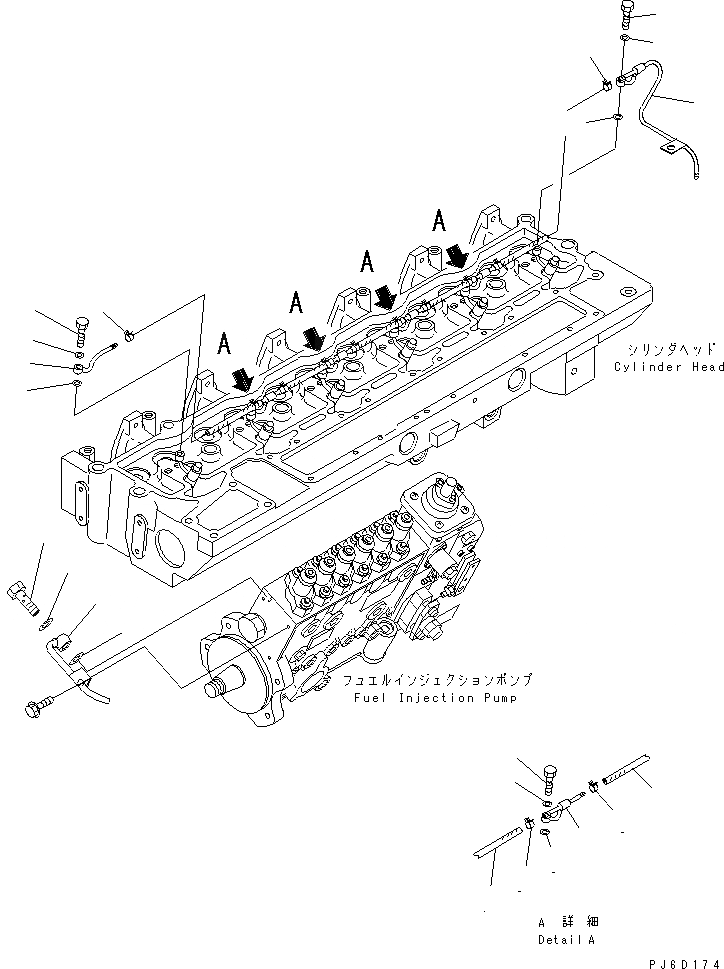 Схема запчастей Komatsu SAA6D114E-2B - ТОПЛИВН. ДРЕНАЖ(№87-) ДВИГАТЕЛЬ