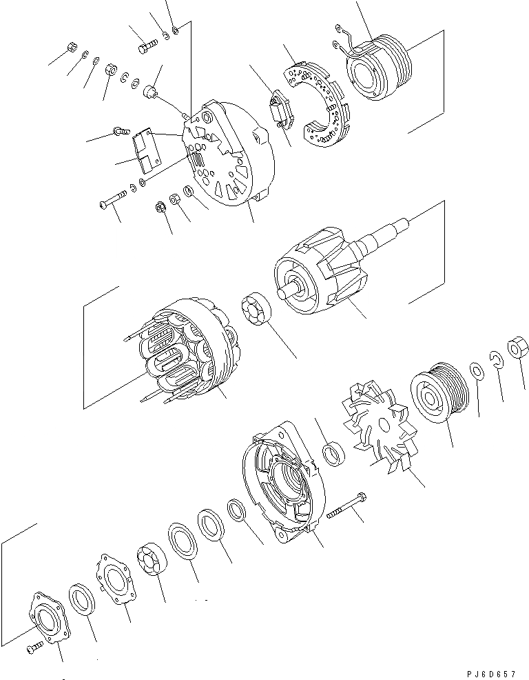 Схема запчастей Komatsu SAA6D114E-2B - ГЕНЕРАТОР (9A) (ВНУТР. ЧАСТИ)(№87-) ДВИГАТЕЛЬ