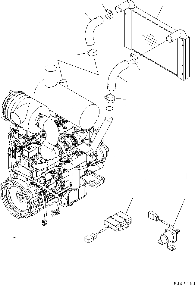 Схема запчастей Komatsu SAA6D114E-2B - ПОСЛЕОХЛАДИТЕЛЬ(№87-) ДВИГАТЕЛЬ