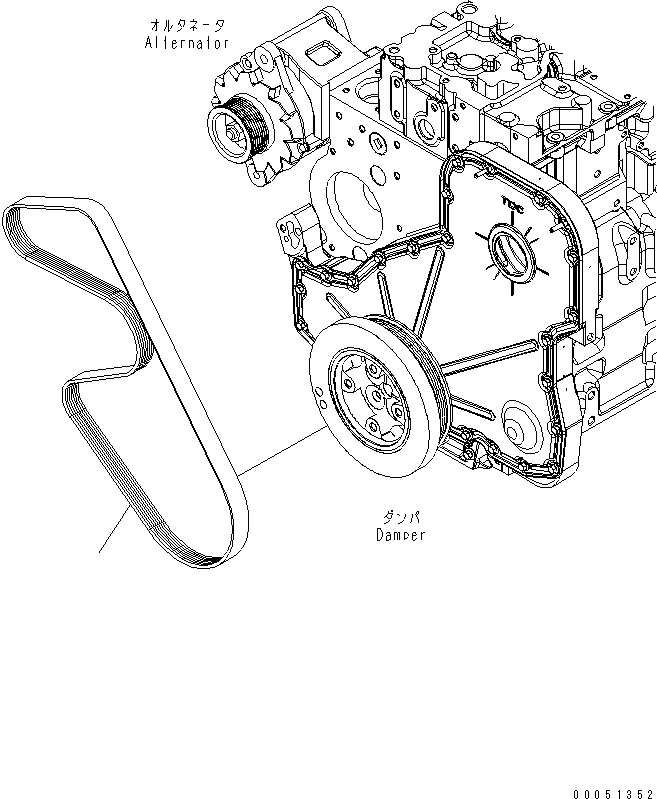 Схема запчастей Komatsu SAA6D114E-3D - ПРИВОД ВОДЯН. ПОМПЫ РЕМЕНЬ AA ДВИГАТЕЛЬ