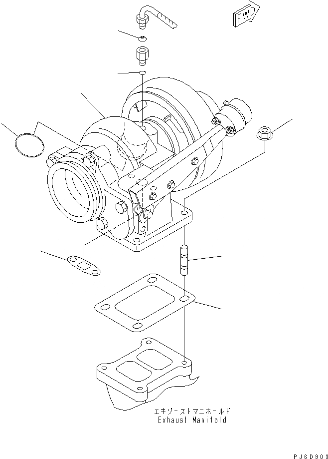 Схема запчастей Komatsu SAA6D114E-2B-A - ТУРБОНАГНЕТАТЕЛЬ(№87-) ДВИГАТЕЛЬ