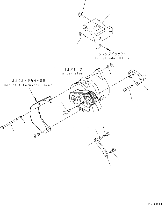 Схема запчастей Komatsu SAA6D114E-2A - КРЕПЛЕНИЕ ГЕНЕРАТОРА ДВИГАТЕЛЬ