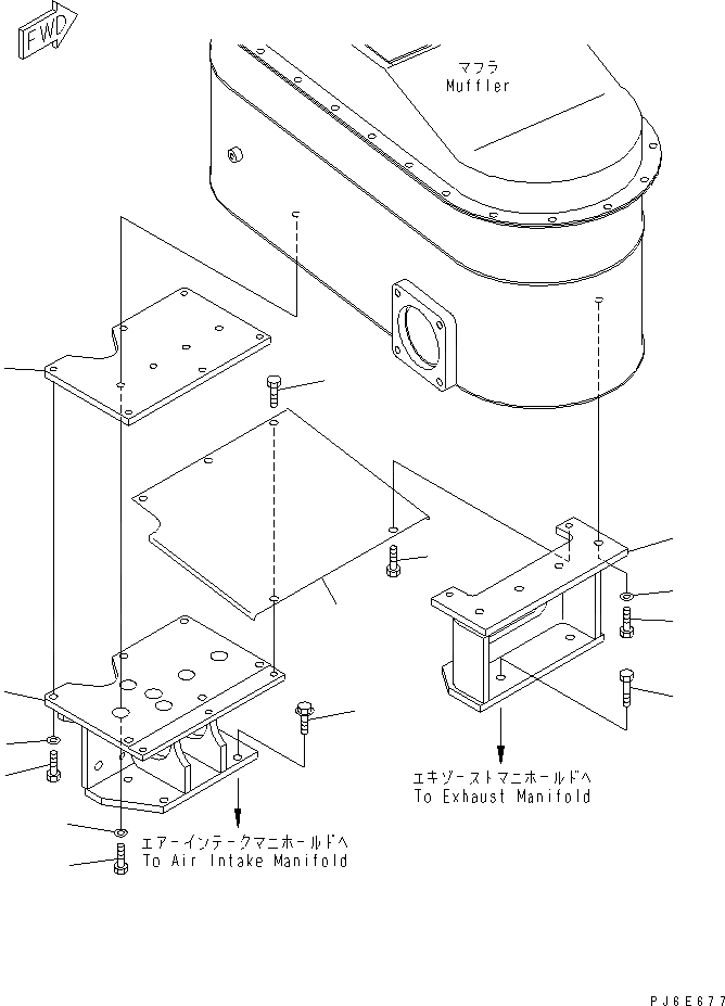 Схема запчастей Komatsu SAA6D125E-3A-8M - ГЛУШИТЕЛЬ (/) (КЕРАМИЧ. ТИП)(№7-) ДВИГАТЕЛЬ