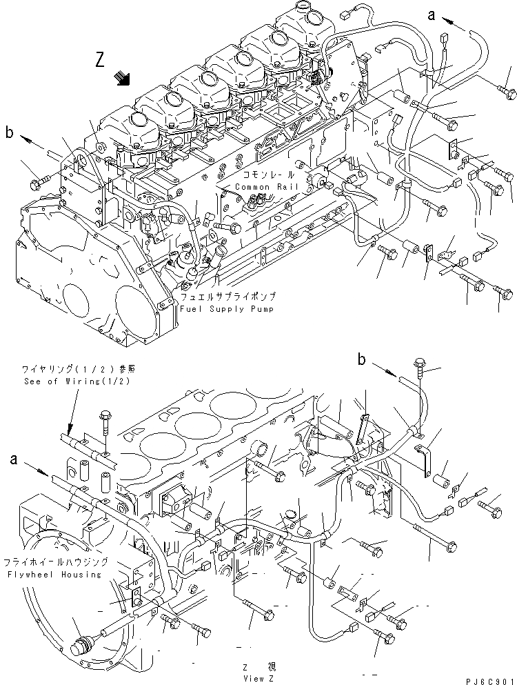 Схема запчастей Komatsu SAA6D125E-3A-8M - ЭЛЕКТРОПРОВОДКА (/) ДАТЧИК И ПЕРЕКЛЮЧАТЕЛЬ ДВИГАТЕЛЬ