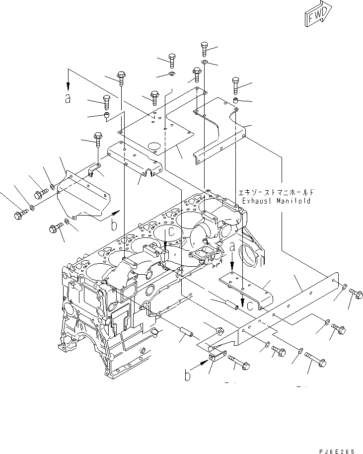 Схема запчастей Komatsu SAA6D125E-3G-8W - ЗАЩИТА (ДЛЯ ВЫПУСКНОЙ КОЛЛЕКТОР)(№-) ДВИГАТЕЛЬ