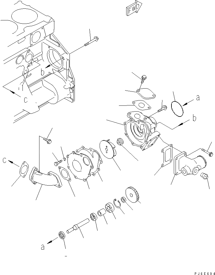 Схема запчастей Komatsu SAA6D125E-3G-8M - ВОДЯНАЯ ПОМПА(№-) ДВИГАТЕЛЬ