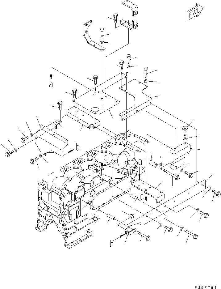 Схема запчастей Komatsu SAA6D125E-3G-8M - ЗАЩИТА (/) (ДЛЯ ВЫПУСКНОЙ КОЛЛЕКТОР)(№-) ДВИГАТЕЛЬ