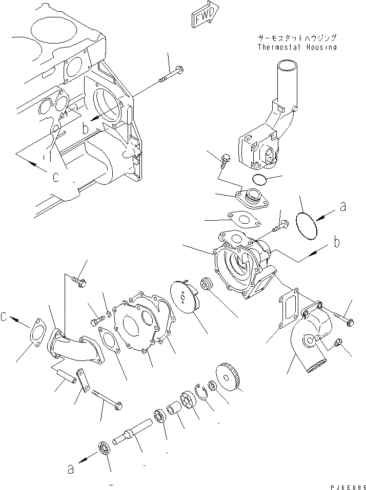 Схема запчастей Komatsu SAA6D125E-3H-8M - ВОДЯНАЯ ПОМПА(№-) ДВИГАТЕЛЬ