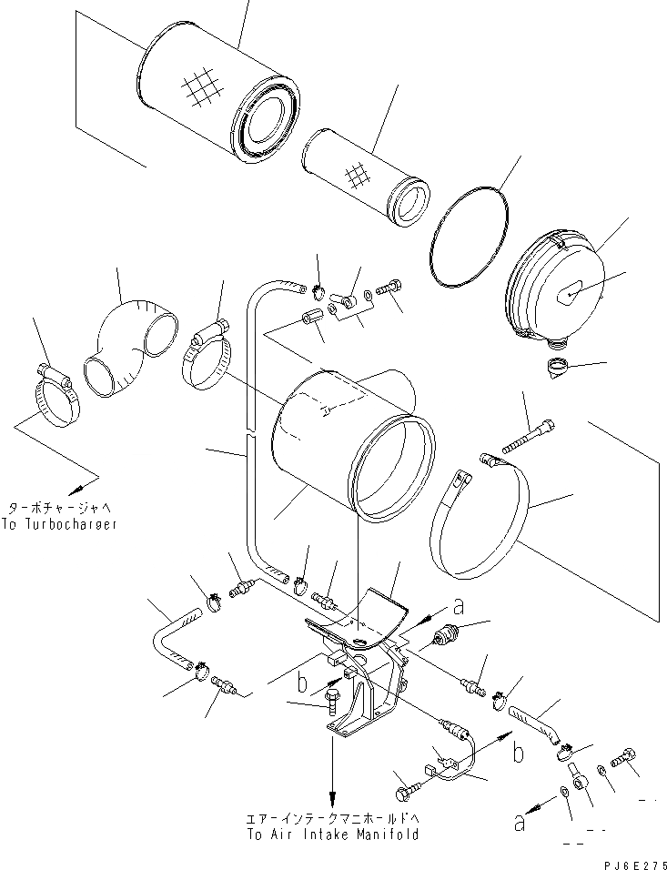 Схема запчастей Komatsu SAA6D125E-3A-8W - ВОЗДУХООЧИСТИТЕЛЬ(№-) ДВИГАТЕЛЬ