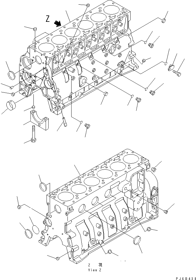 Схема запчастей Komatsu SAA6D102E-2DD-8 - БЛОК ЦИЛИНДРОВ ДВИГАТЕЛЬ